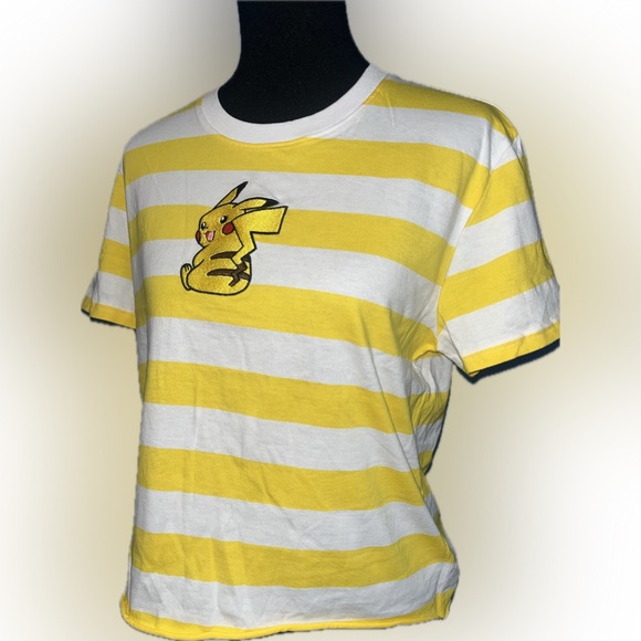 Pokémon Yellow and White Striped  size medium - Picture 1 of 5
